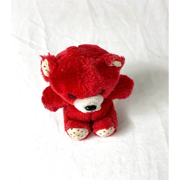 Vintage Russ Red Teddy Bear With Polka Dot Tie 6" - Picture 4 of 13